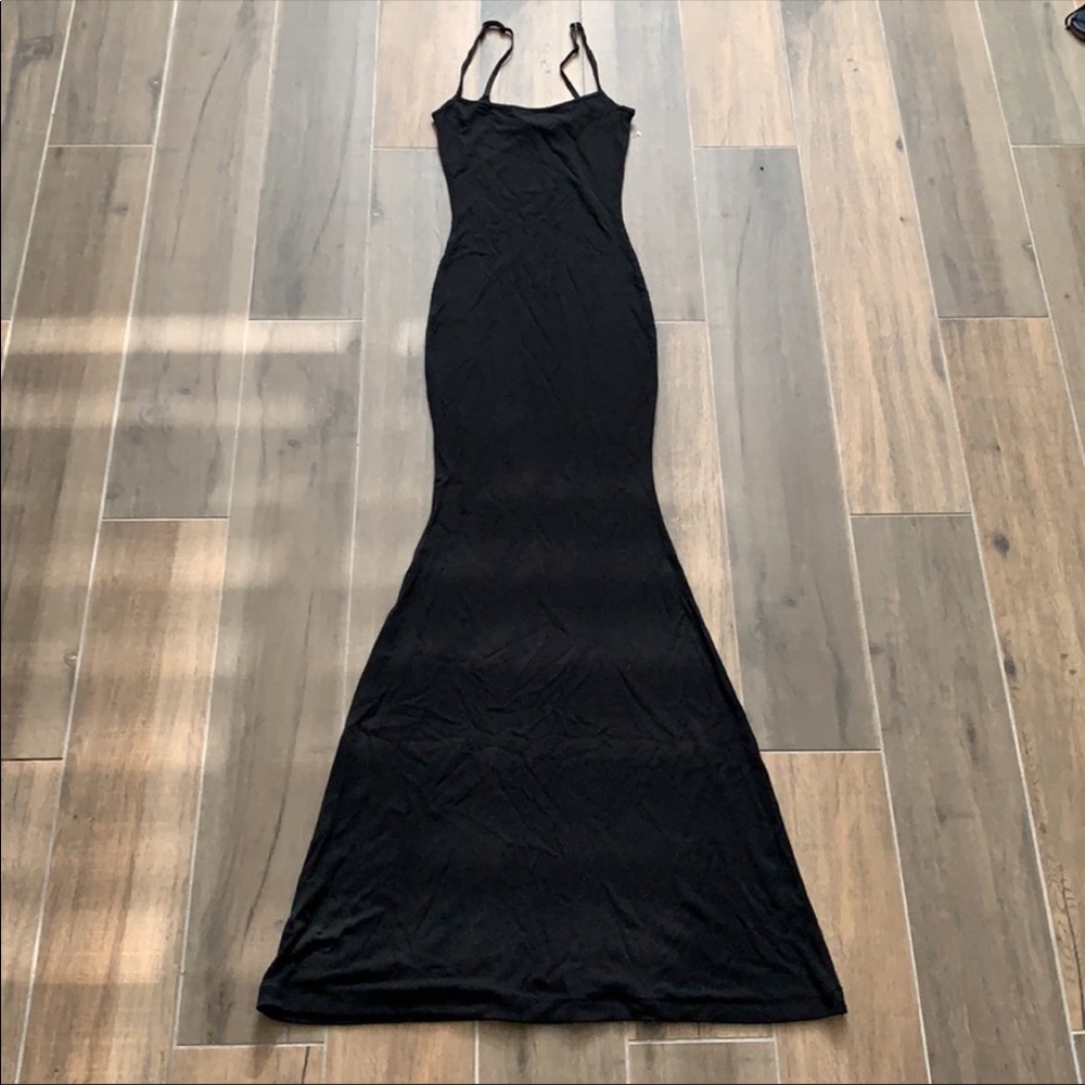 NEW SKIMS Ribbed Long Slipdress Black Large - Picture 3 of 5
